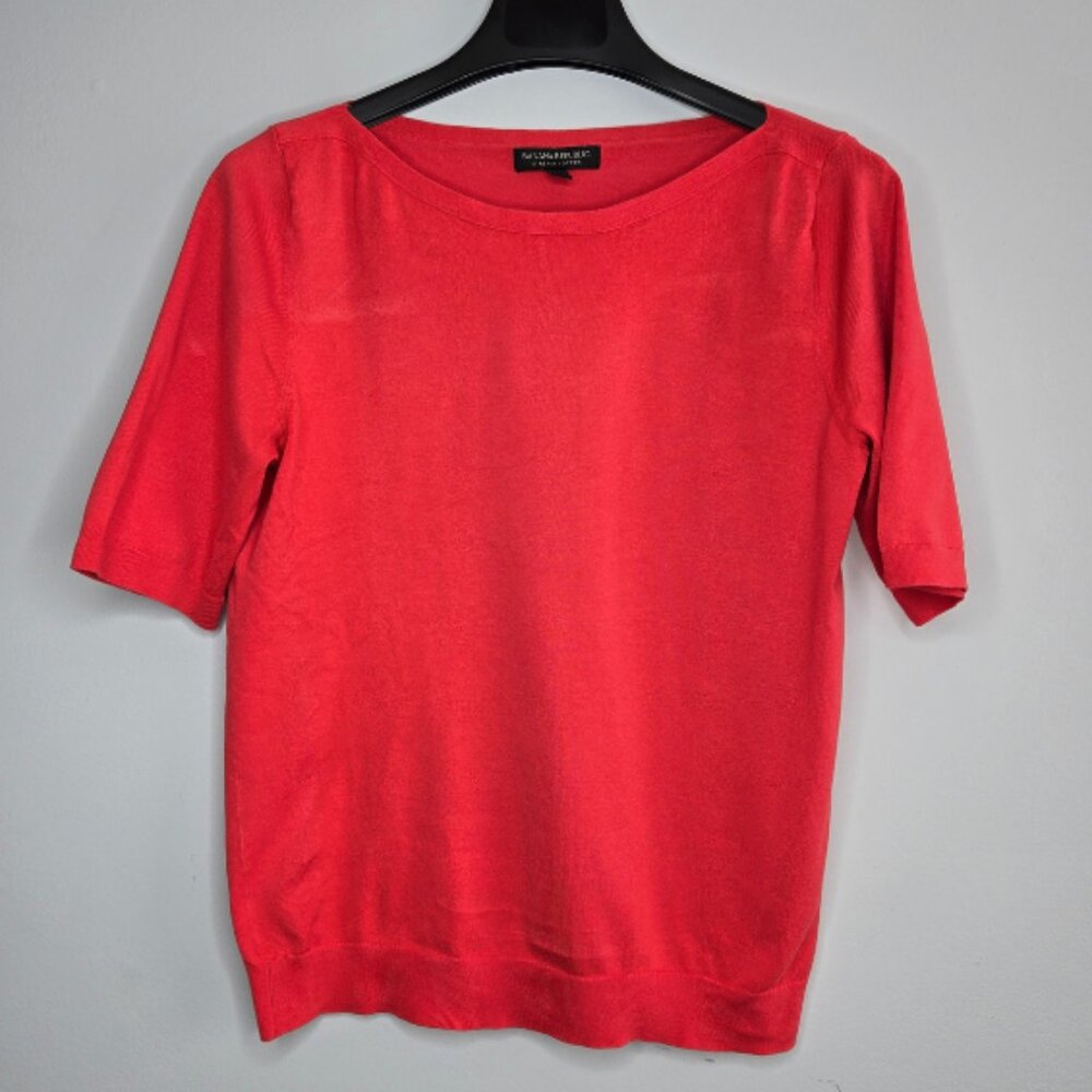 Banana Republic Red Stretch Cotton Sweater – Short Sleeve – Size M